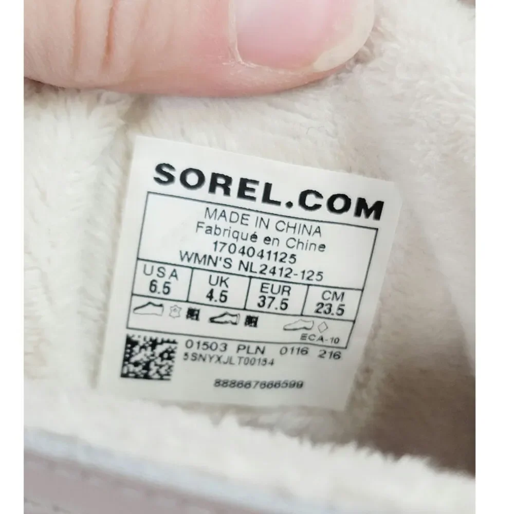 SOREL OUT & ABOUT TALL WATERPROOF LACE UP BOOTS IN WHITE, SZ 6.5